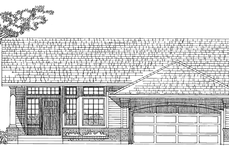 House Blueprint - Exterior - Front Elevation 3 for Ranch House Plan #47-755 - 3 bed, 2 bath
