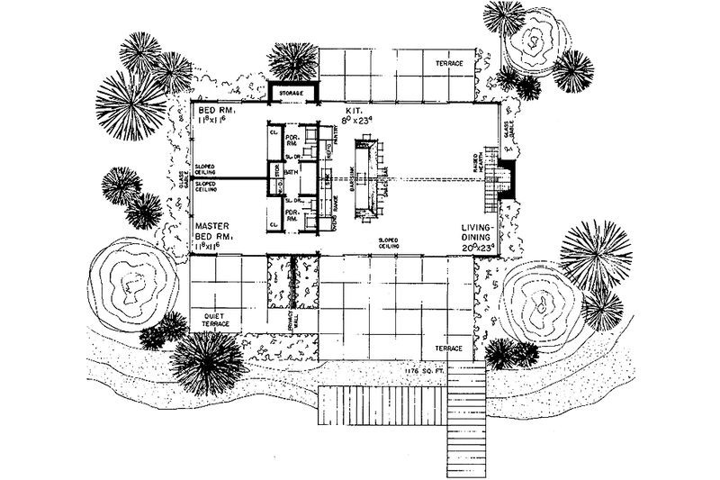 House Design - Floor Plan - Main Floor for Ranch House Plan #72-536 - 2 bed, 1.5 bath