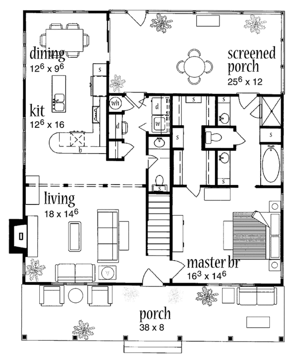 House Design - Country Floor Plan - Main Floor Plan #36-515