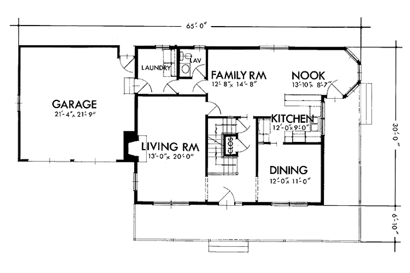 Home Plan - Floor Plan - Main Floor for Country House Plan #320-1360 - 3 bed, 2.5 bath