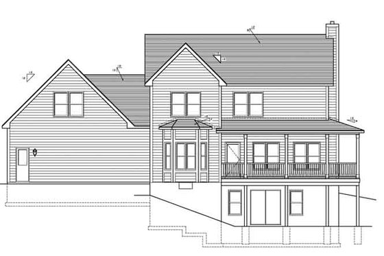 Exterior - Rear Elevation for Traditional House Plan #1010-80 - 3 bed, 2.5 bath