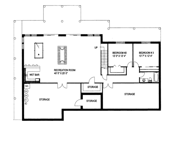 House Plan Design - Contemporary Floor Plan - Lower Floor Plan #117-842