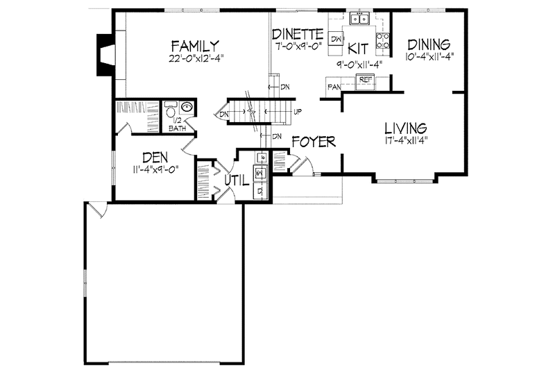 Home Plan - Floor Plan - Main Floor for Tudor House Plan #51-715 - 3 bed, 2.5 bath