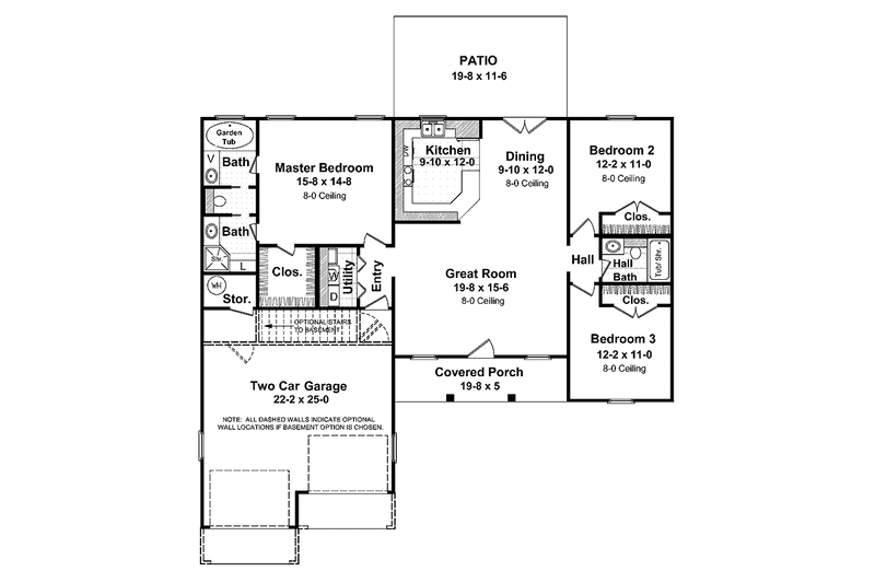Dream House Plan - Floor Plan - Main Floor for Ranch House Plan #21-401 - 3 bed, 2 bath