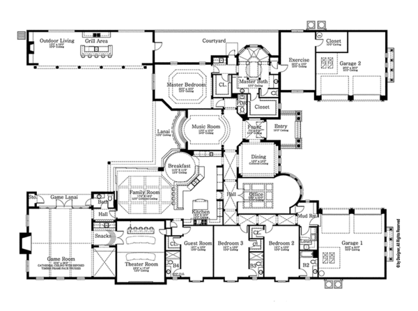 House Plan Design - Mediterranean Floor Plan - Main Floor Plan #1058-87