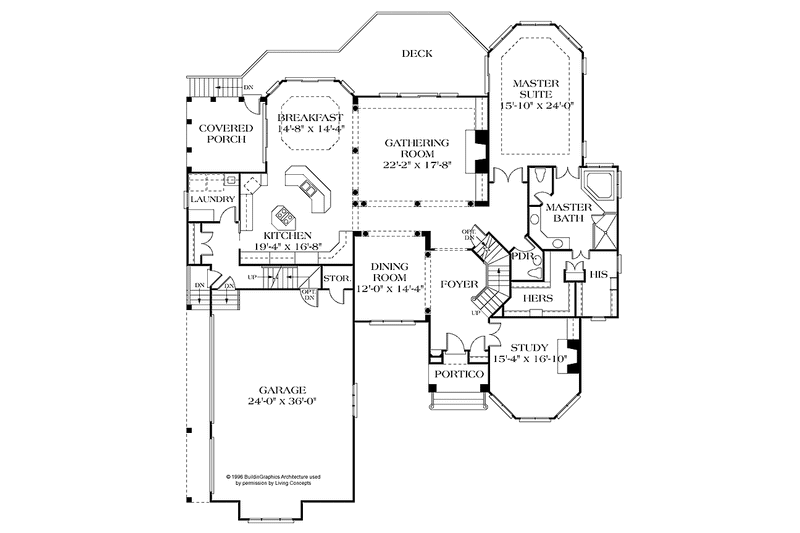Dream House Plan - Floor Plan - Main Floor for Traditional House Plan #453-196 - 5 bed, 5.5 bath