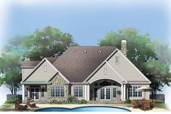 Exterior - Rear Elevation for Craftsman House Plan #929-780 - 3 bed, 2.5 bath