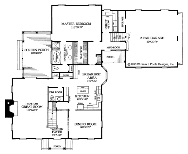 Architectural House Design - Colonial Floor Plan - Main Floor Plan #137-330