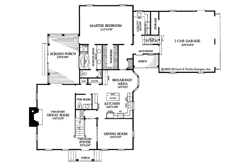 Architectural House Design - Floor Plan - Main Floor for Colonial House Plan #137-330 - 3 bed, 2.5 bath