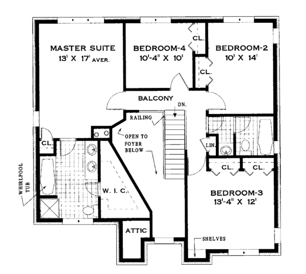 House Plan Design - Traditional Floor Plan - Upper Floor Plan #3-304