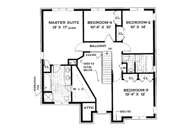 Home Plan - Floor Plan - Upper Floor for Traditional House Plan #3-304 - 4 bed, 2.5 bath