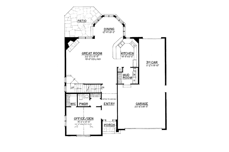 House Blueprint - Floor Plan - Main Floor for Craftsman House Plan #1016-107 - 3 bed, 2.5 bath
