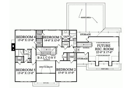 Floor Plan - Upper Floor for Country House Plan #137-210 - 5 bed, 4 bath