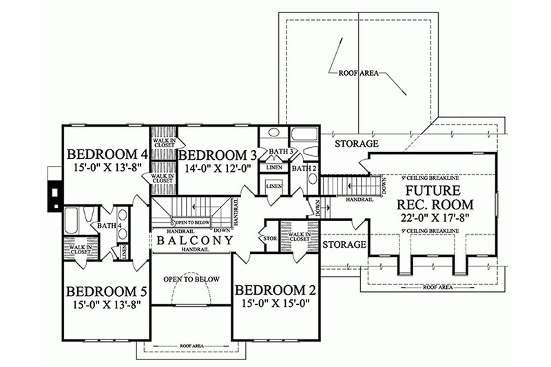 Dream House Plan - Floor Plan - Upper Floor for Country House Plan #137-210 - 5 bed, 4 bath
