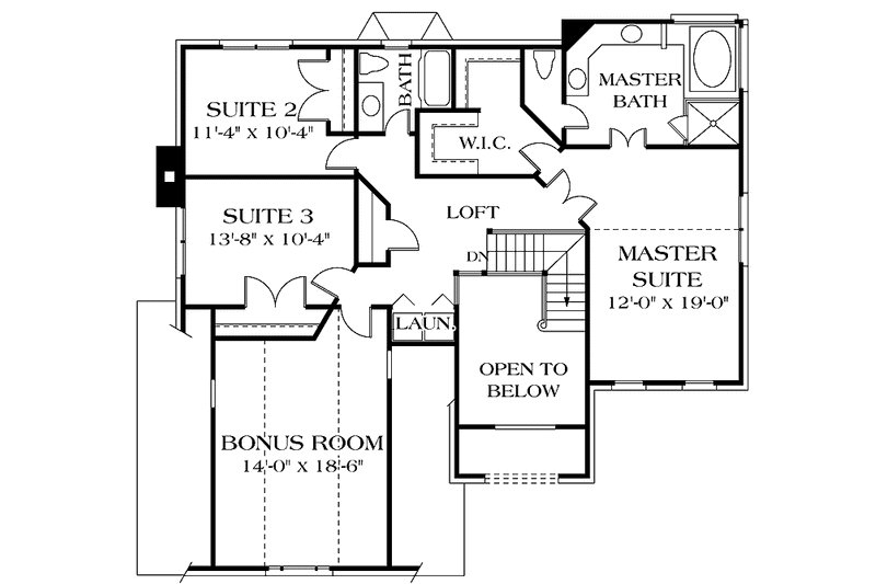 Architectural House Design - Floor Plan - Upper Floor for Traditional House Plan #453-474 - 3 bed, 2.5 bath