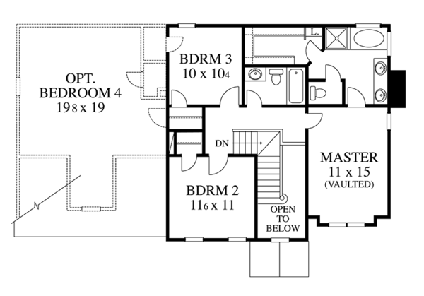 Architectural House Design - Colonial Floor Plan - Upper Floor Plan #1053-66