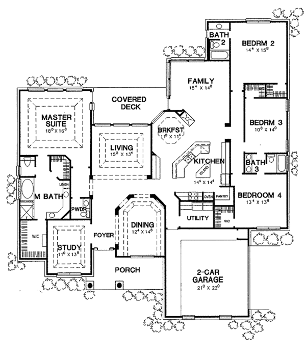 House Plan Design - Ranch Floor Plan - Main Floor Plan #472-241