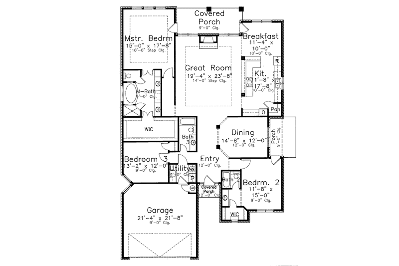 Home Plan - Floor Plan - Main Floor for Country House Plan #52-260 - 3 bed, 3 bath