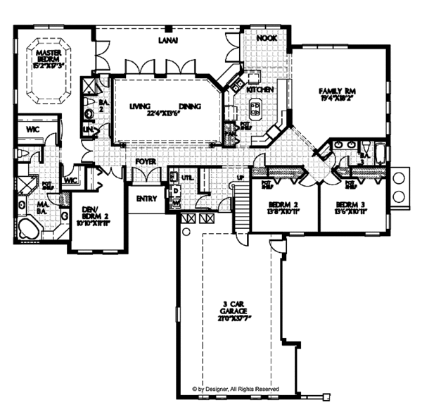 House Design - Mediterranean Floor Plan - Main Floor Plan #999-112