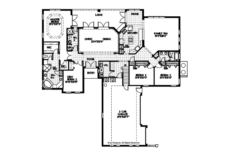 Home Plan - Floor Plan - Main Floor for Mediterranean House Plan #999-112 - 3 bed, 3 bath