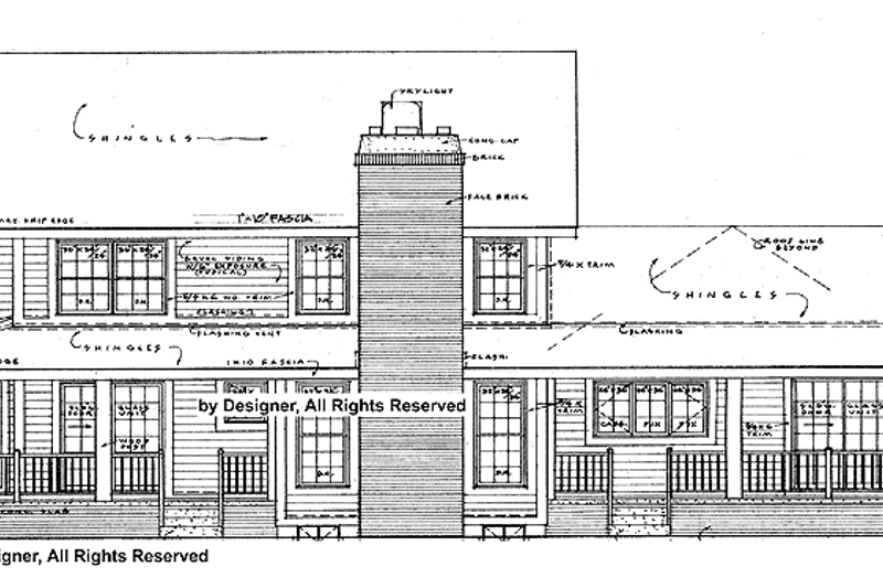 Home Plan - Exterior - Rear Elevation for Craftsman House Plan #72-835 - 3 bed, 3 bath