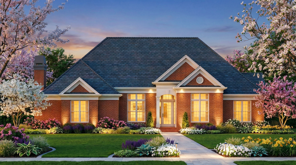 Exterior - Front Elevation 2 for European House Plan #119-109 - 3 bed, 2.5 bath