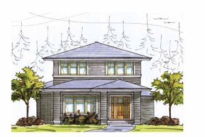 Exterior - Front Elevation 3 for Prairie House Plan #895-69 - 3 bed, 2.5 bath