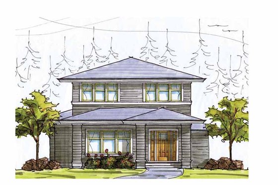 Exterior - Front Elevation 3 for Prairie House Plan #895-69 - 3 bed, 2.5 bath