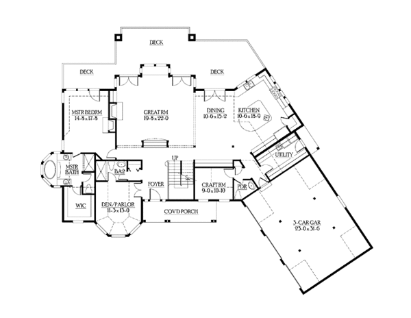 House Plan Design - Craftsman Floor Plan - Main Floor Plan #132-517
