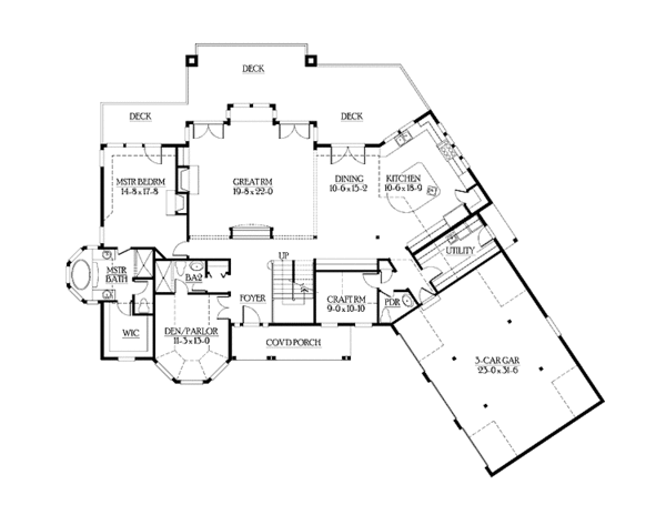 Home Plan - Craftsman Floor Plan - Main Floor Plan #132-517