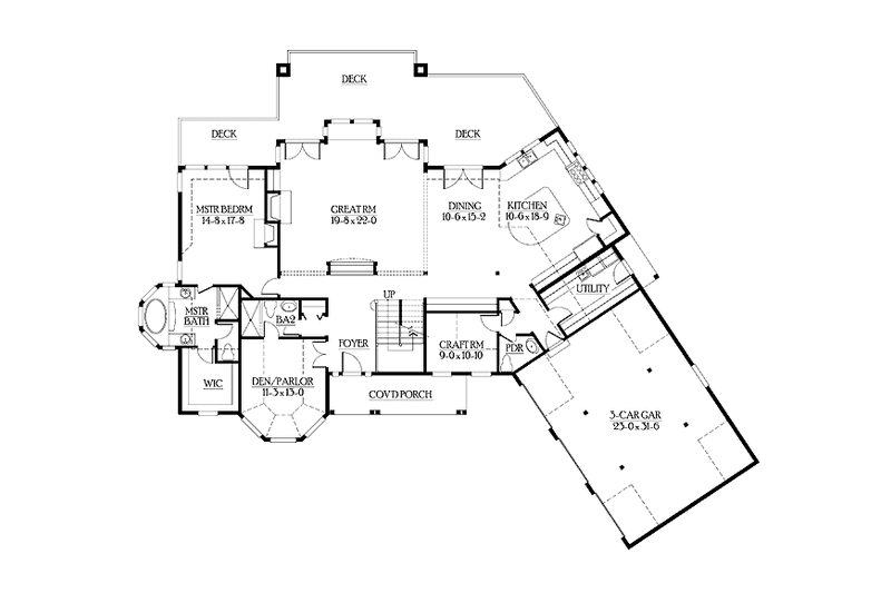 Home Plan - Floor Plan - Main Floor for Craftsman House Plan #132-517 - 3 bed, 2.5 bath