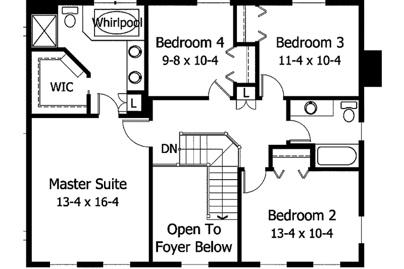 Home Plan - Floor Plan - Upper Floor for Classical House Plan #51-838 - 4 bed, 2.5 bath