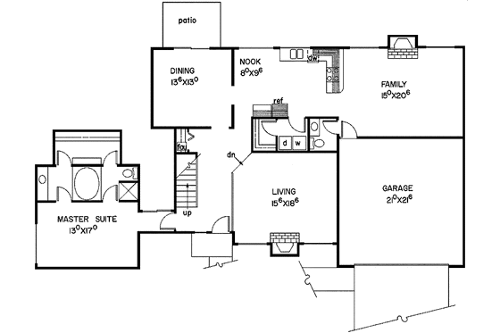 Floor Plan - Main Floor for Contemporary House Plan #60-761 - 4 bed, 3.5 bath