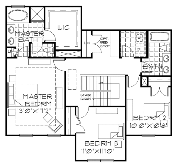 House Plan Design - Contemporary Floor Plan - Upper Floor Plan #999-156