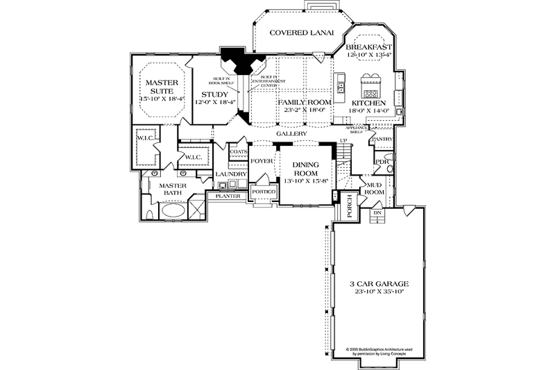 Home Plan - Floor Plan - Main Floor for European House Plan #453-583 - 4 bed, 4.5 bath