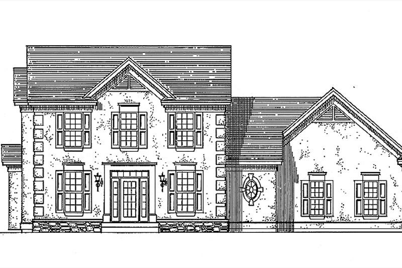 House Blueprint - European Exterior - Front Elevation Plan #320-1050