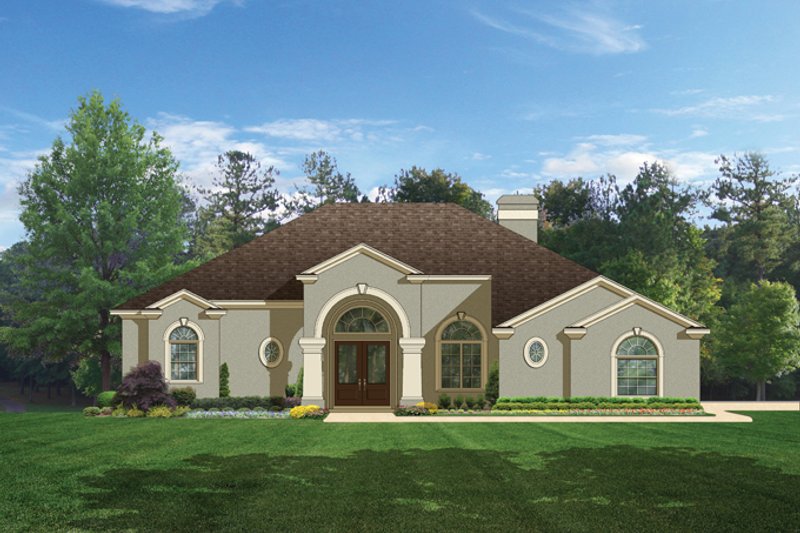 Dream House Plan - Mediterranean Exterior - Front Elevation Plan #1058-45