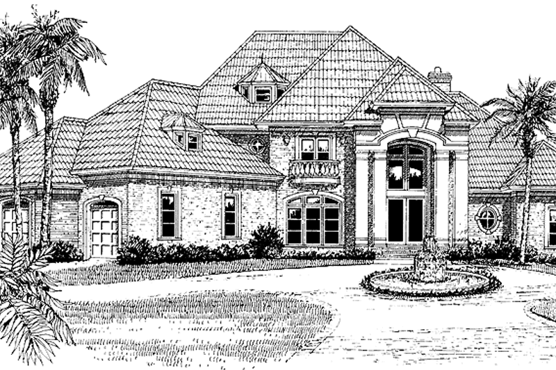 Dream House Plan - Exterior - Front Elevation 3 for Mediterranean House Plan #453-324 - 5 bed, 4 bath