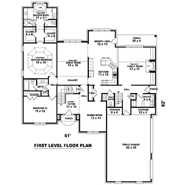 Colonial Floor Plan - Main Floor Plan #81-1602