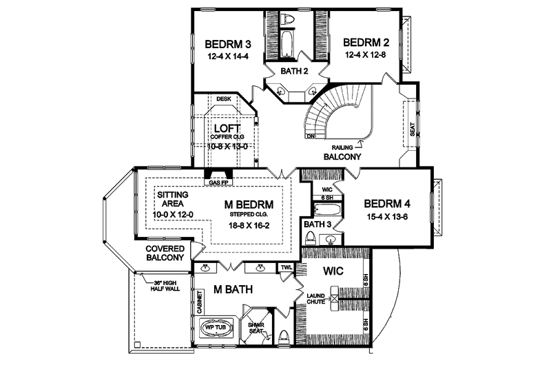Home Plan - Floor Plan - Upper Floor for Craftsman House Plan #328-350 - 4 bed, 4.5 bath