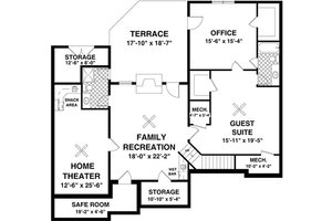 Floor Plan - Lower Floor for Traditional House Plan #56-635 - 3 bed, 2 bath