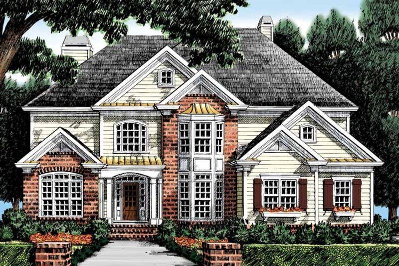 House Blueprint - Exterior - Front Elevation 3 for Colonial House Plan #927-875 - 5 bed, 4 bath
