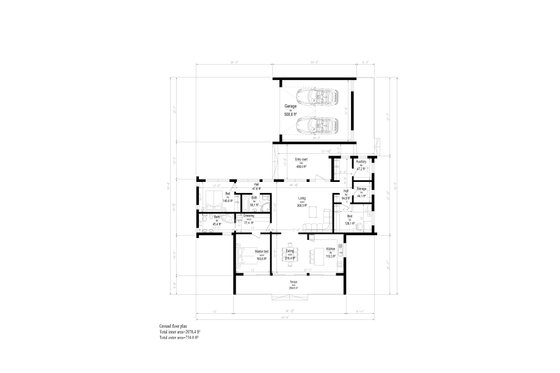 Floor Plan - Main Floor for Modern House Plan #549-15 - 3 bed, 2 bath