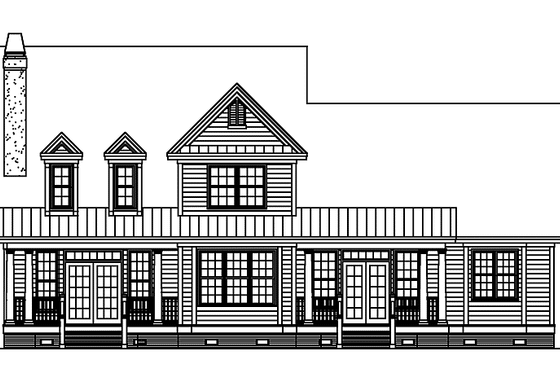 Exterior - Rear Elevation for Country House Plan #929-599 - 4 bed, 2.5 bath