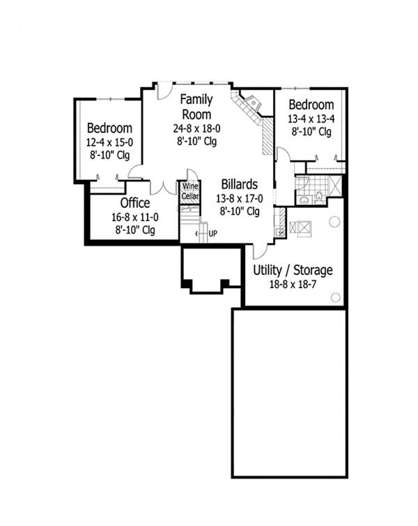 House Plan Design - Ranch Floor Plan - Lower Floor Plan #51-1115