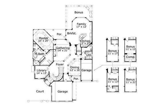 Floor Plan - Main Floor for Traditional House Plan #411-302 - 4 bed, 3.5 bath