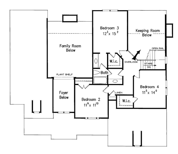 Architectural House Design - Colonial Floor Plan - Upper Floor Plan #927-852