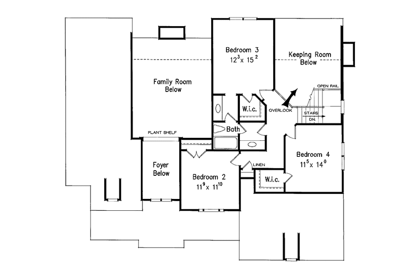 House Blueprint - Floor Plan - Upper Floor for Colonial House Plan #927-852 - 4 bed, 2.5 bath