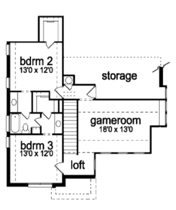 Architectural House Design - European Floor Plan - Upper Floor Plan #84-406