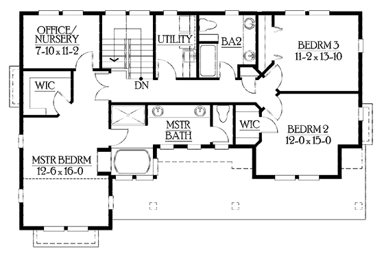 Floor Plan - Upper Floor for Craftsman House Plan #132-393 - 4 bed, 3.5 bath